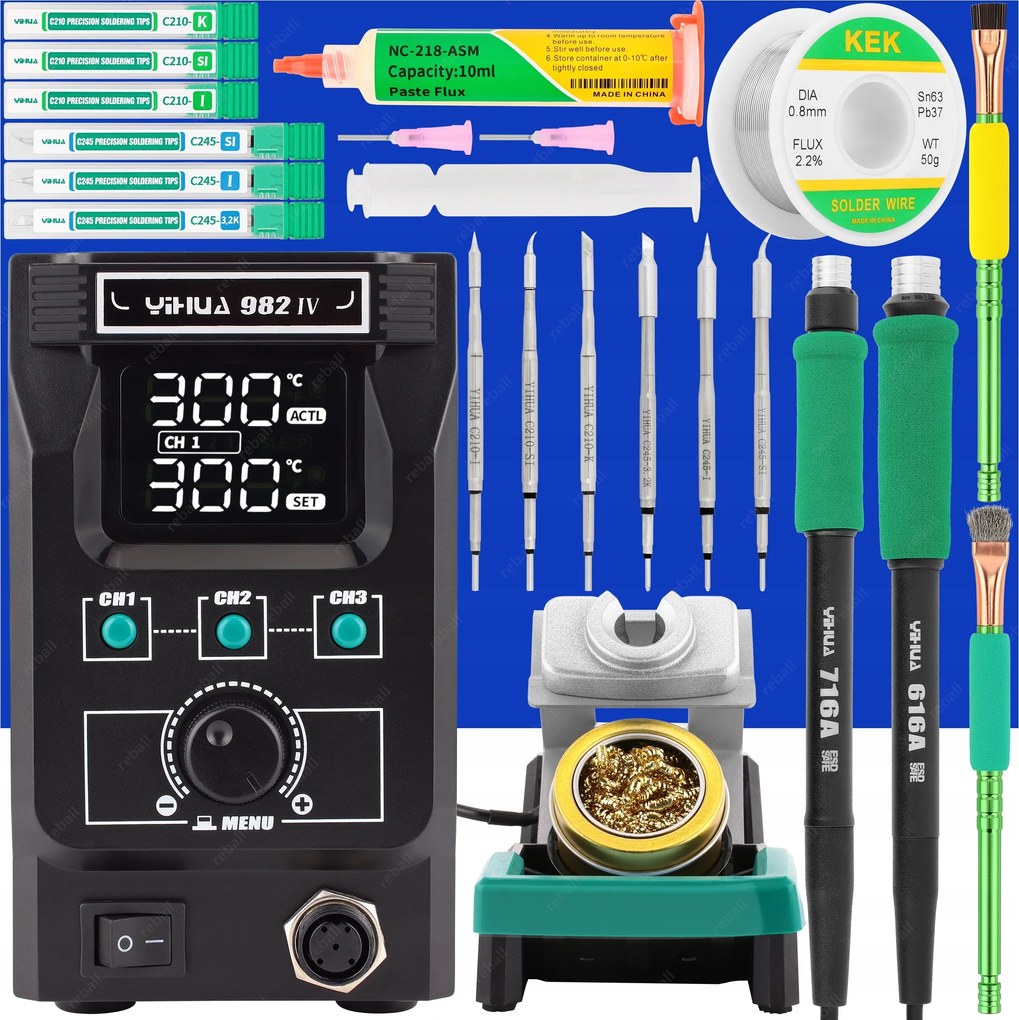 Forrasztóállomás Készlet Yihua 982-IV 150W 2 Lombik 6 Barlang C245 C210 XLv4