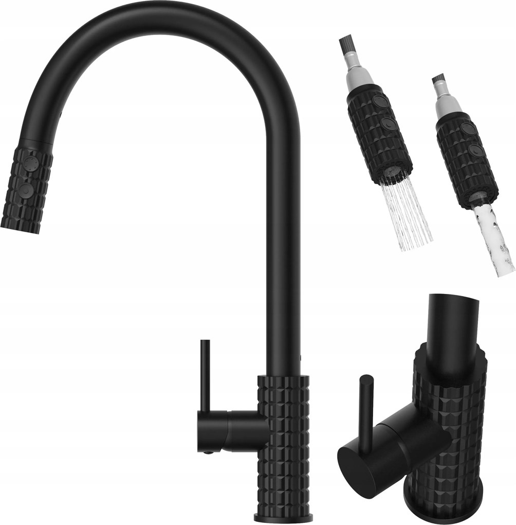 Konyhai Csaptelep Kihúzható Kifolyócsővel fekete Snake Pro konyhai csaptelep