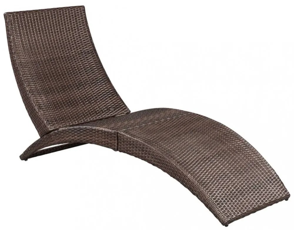 barna összecsukható polyrattan napozóágy párnával