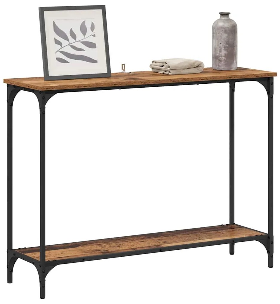 Konzolasztal polcokkal Régi fa 101 x 30.5 x 75 cm Faanyag