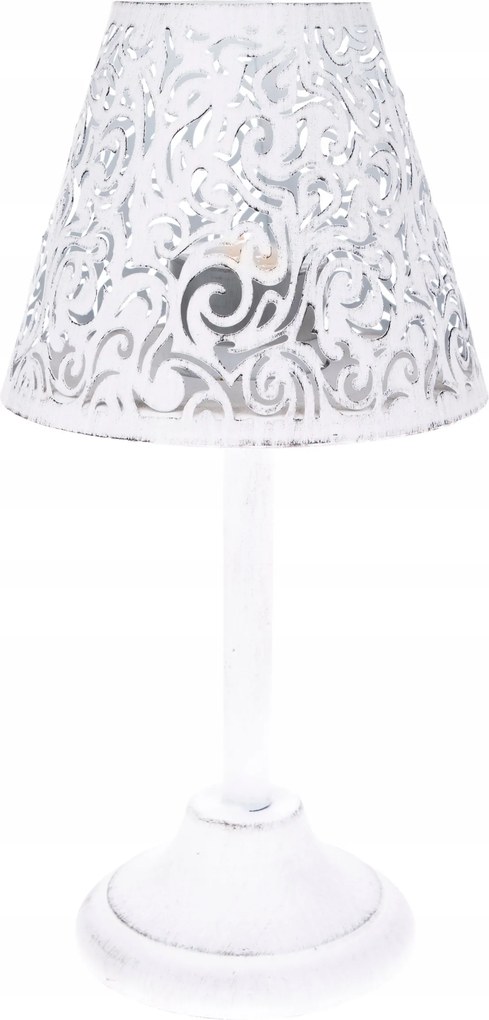 Fém Teamécsestartó t-light fehér, díszítéssel 24 cm