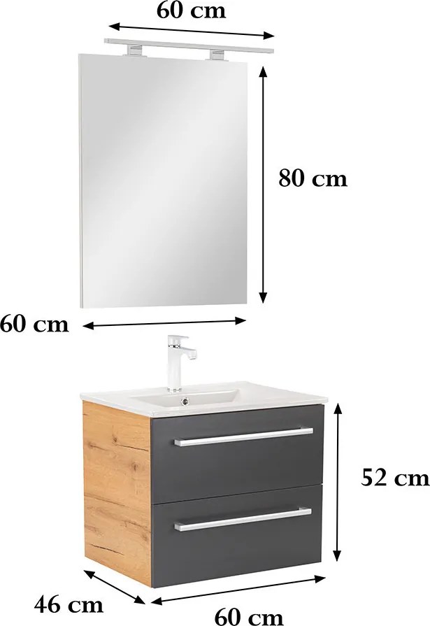 Vario Clam 60 Fürdőszoba komplett szekrény