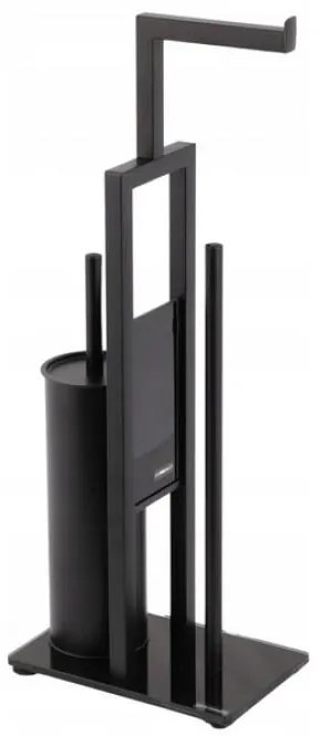 Erga Paulo, WC-papír tartó WC kefével és adagolóval, matt fekete, ERG-YKA-P.PAULO-BLK