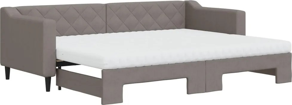 vidaXL tópszínű kihúzható szövet heverő matracokkal 80 x 200 cm