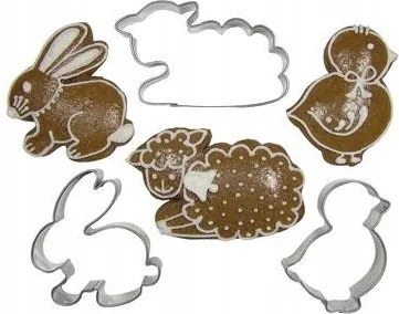 Húsvéti cukorvágó készlet (csirke, Juh, Nyúl) rozsdamentes acél