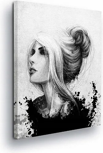 Vászonkép 50x70 Női portré profil vázlat monokróm absztrakt érzelmek