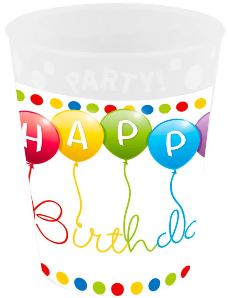 Happy Birthday Streamers micro prémium műanyag pohár 250 ml