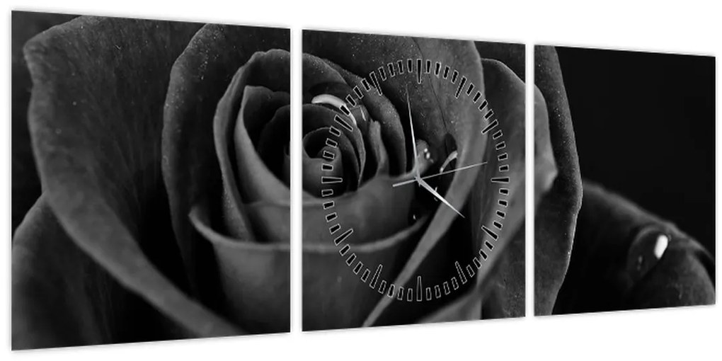 Kép - Bíborvörös rózsa (órával) (90x30 cm)
