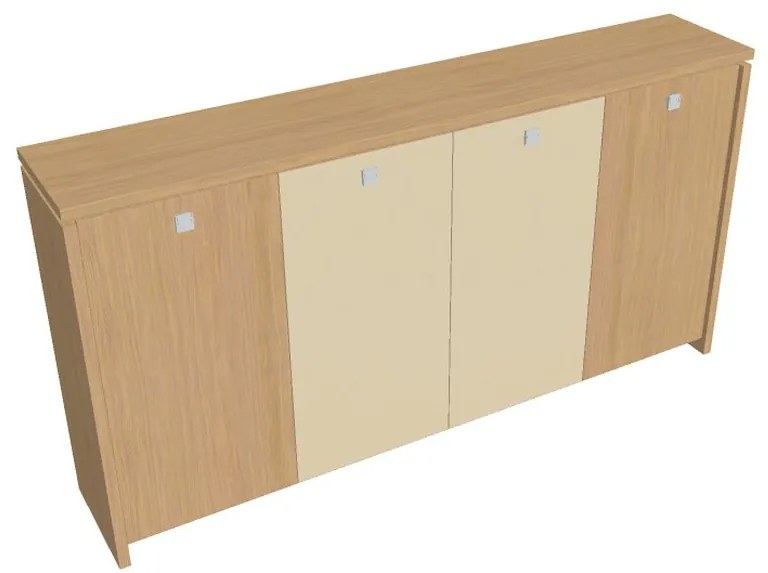 Verno közepes gardrób 248 x 46 x 130 cm, kombinált ajtó, világos tölgy / vanília