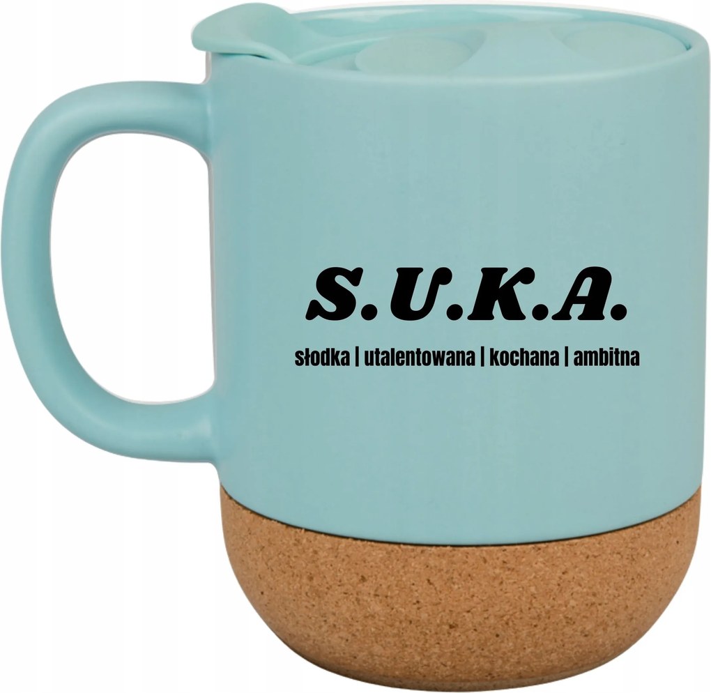 Kék Bögre Fedéllel És Parafa Aljjal Ajándék S.u.k.a