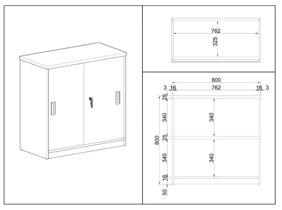 SimpleOffice alacsony szekrény 80 x 40 x 80 cm, cseresznye