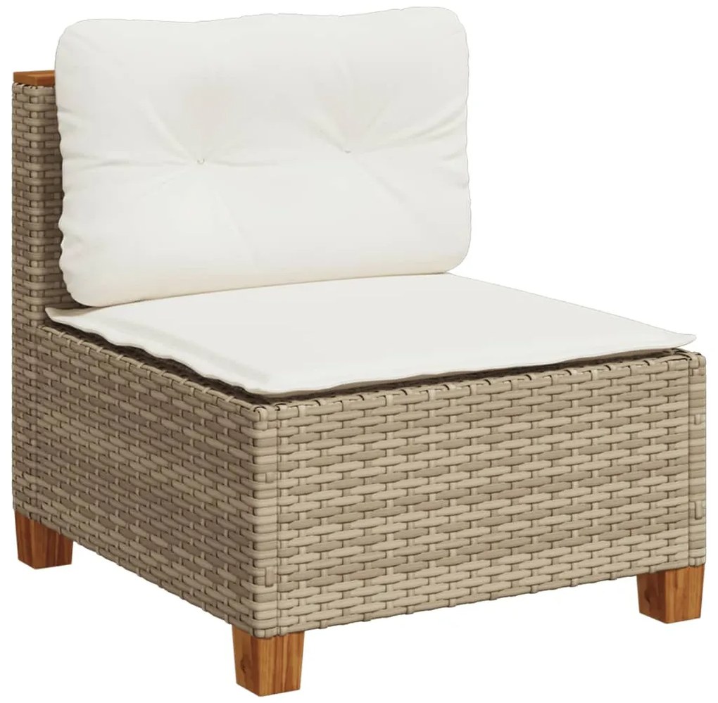 vidaXL bézs polyrattan karfa nélküli kerti kanapé párnával