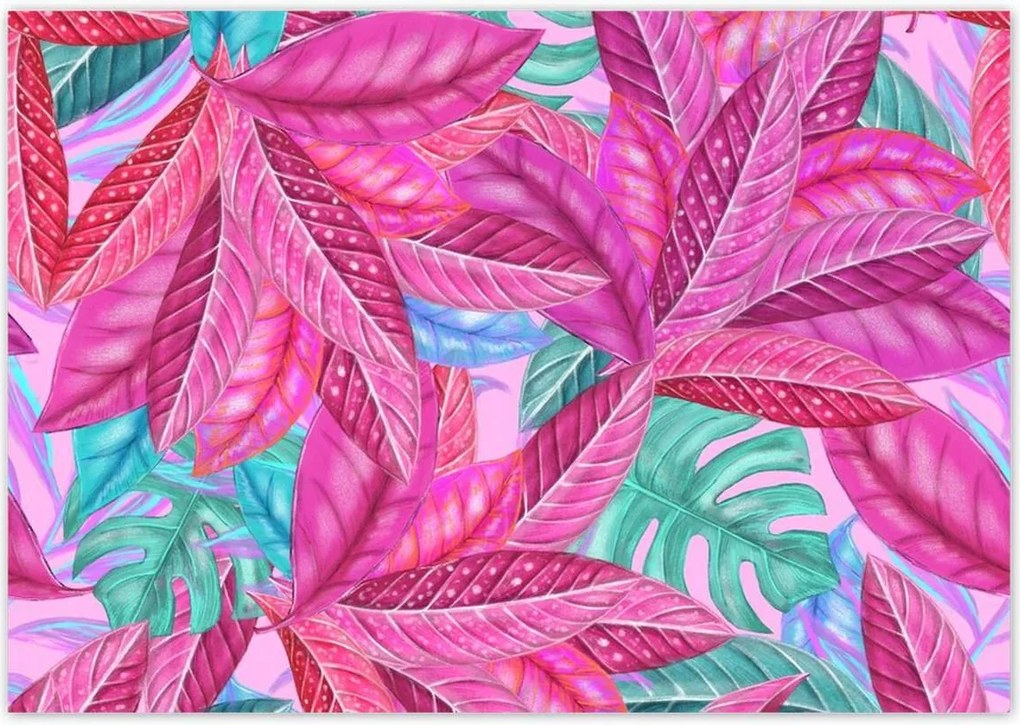 Poszterek 100x70 Rózsaszín fújt levelek