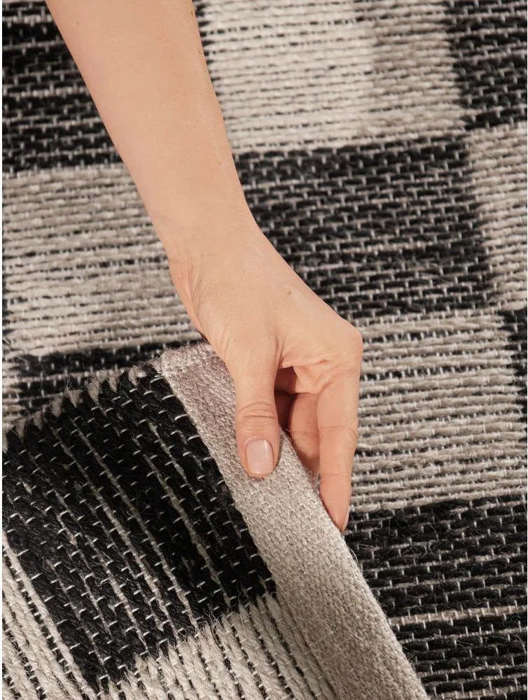 Fekete-krémszínű kétoldalas-kézi szövésű jutakeverék szőnyeg 200x300 cm Rex – Hanse Home