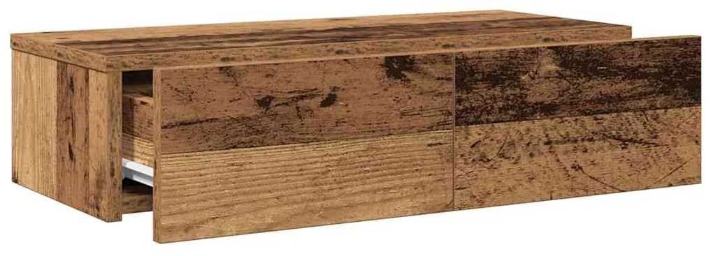 Falipolc fiókokkal régi fa 60x26,5x15 cm műszaki fa