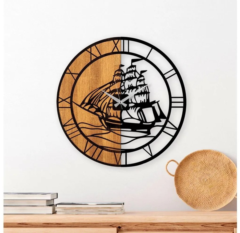 Fali óra 56 cm átmérő, 1xAA, fa/fém kivitel