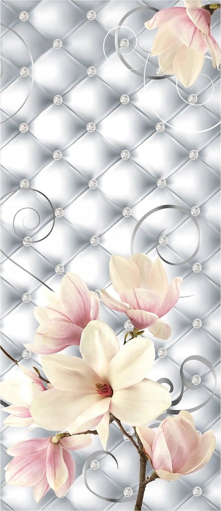 Fotótapéta flizelina Magnólia ezüstös háttér gyémánt öltés 91x211 +ragasztó