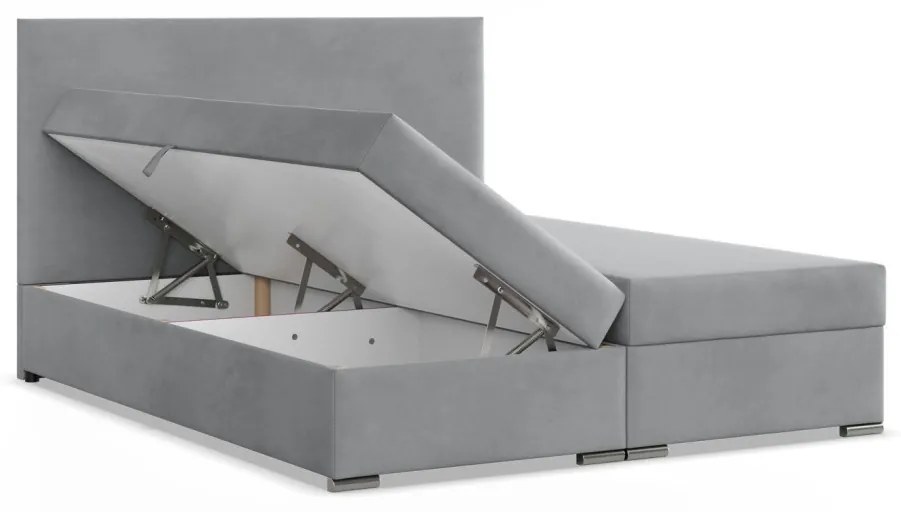 Agen ágy, bársony, 160 x 200, ágyneműtartóval, szürke