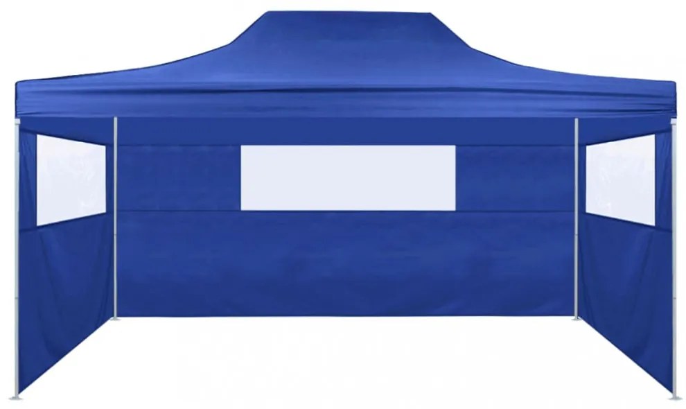 kék összecsukható sátor 3 fallal, 3 x 4,5 méter