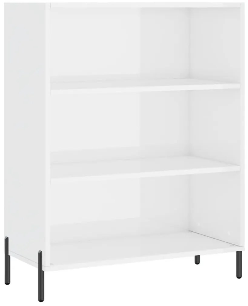 magasfényű fehér szerelt fa polcos szekrény 69,5 x 32,5 x 90 cm