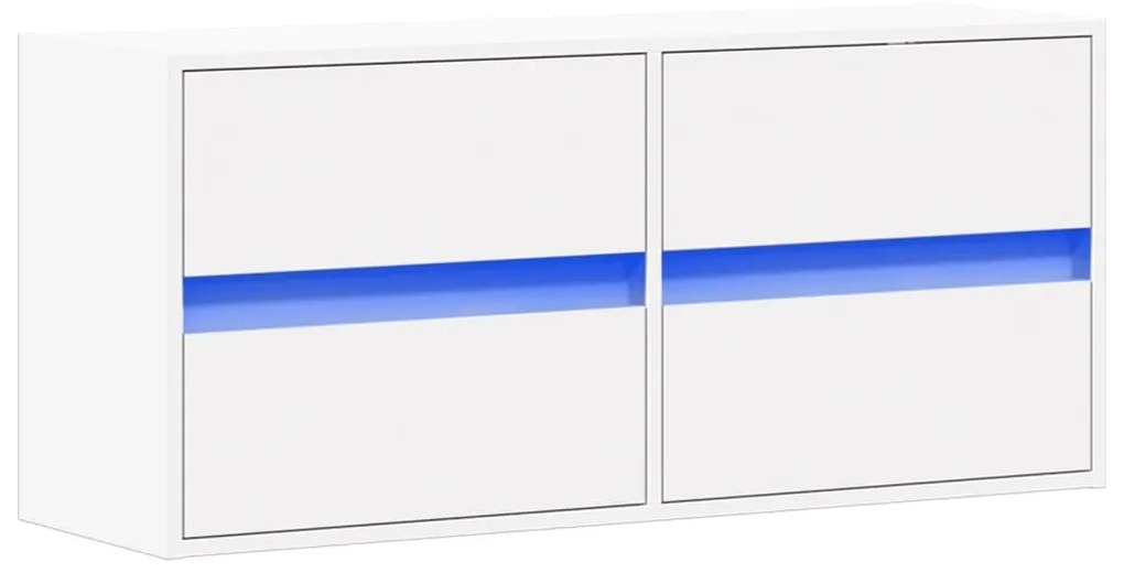 fehér falra szerelhető TV-szekrény LED-lámpákkal 100x31x45 cm