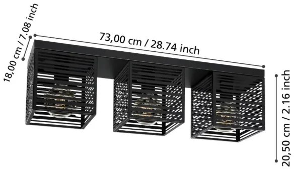 Eglo 900357 - Mennyezeti lámpa PIEDRITAS 3xE27/40W/230V