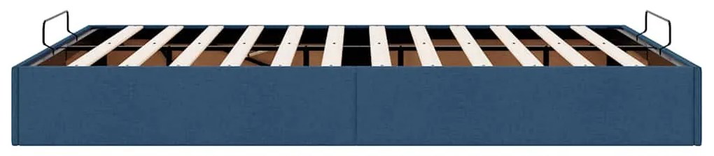 Ottomán kék szövet ágykeret matrac nélkül 140 x 190 cm