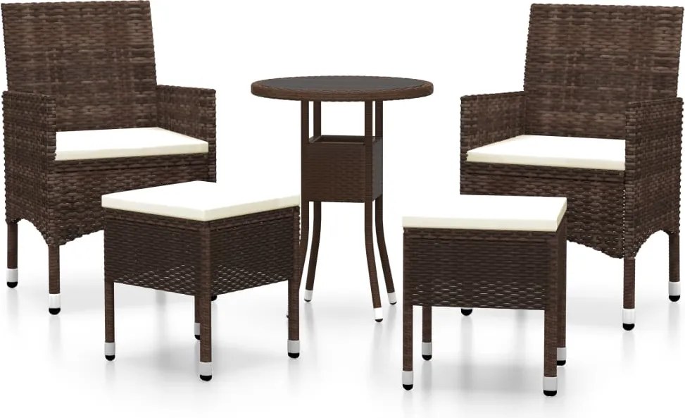 vidaXL 5 részes barna polyrattan kerti ülőgarnitúra