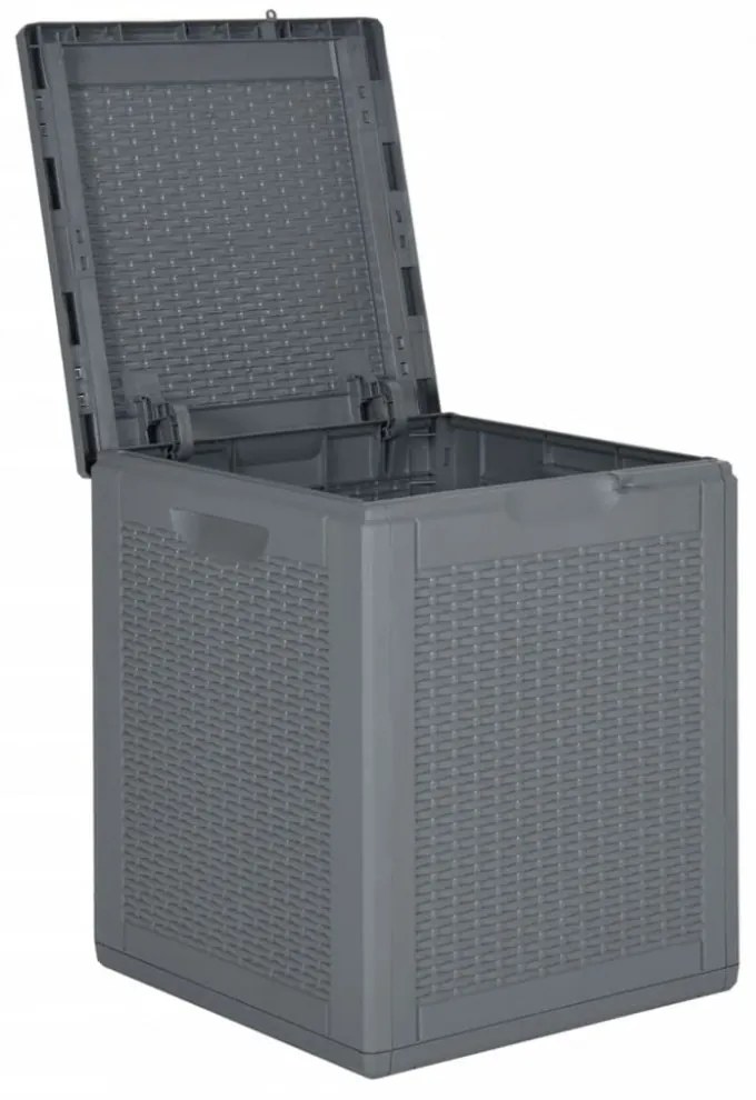 szürke PP rattan kerti tárolóláda 90 L