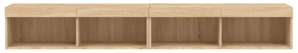 2 db sonoma tölgy színű TV-szekrény LED-ekkel 100x30x30 cm