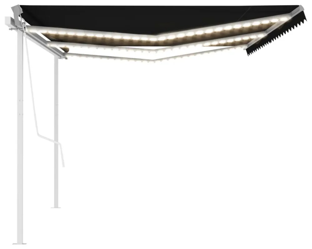 antracitszürke szélérzékelős és LED-es napellenző 6 x 3 m