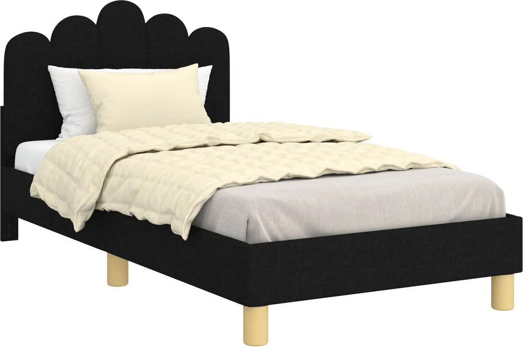 vidaXL Gyerekágy kerettel fejtámlával Fekete 80 x 160 cm szövet
