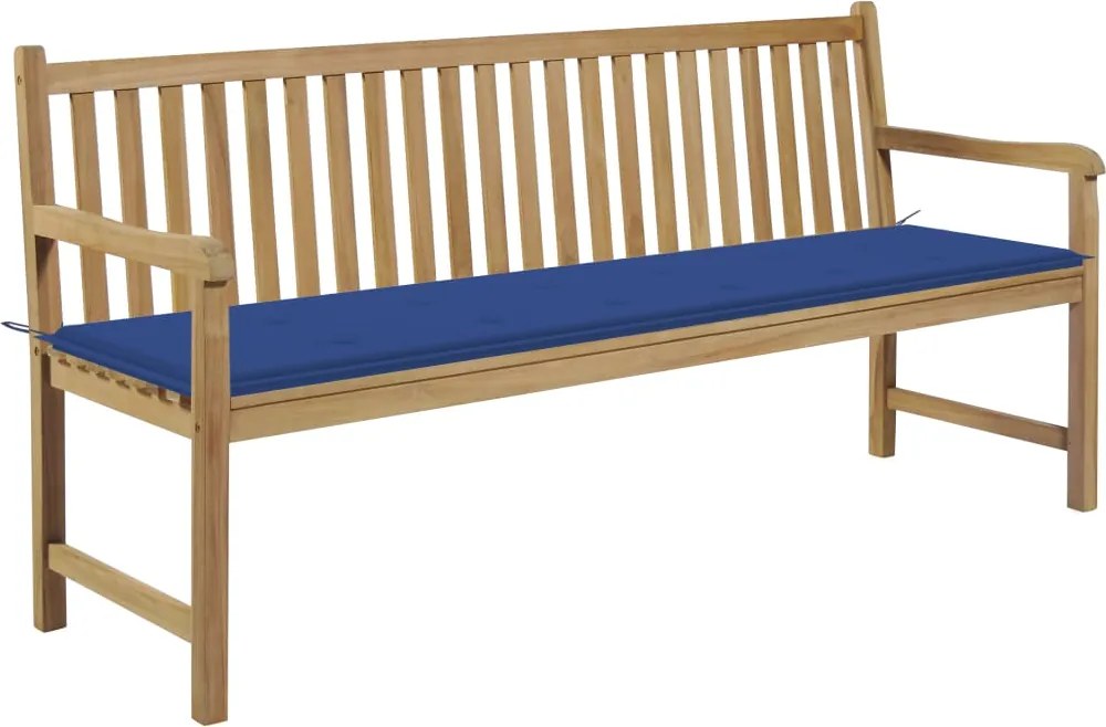 vidaXL tömör tíkfa kerti pad királykék párnával 175 cm
