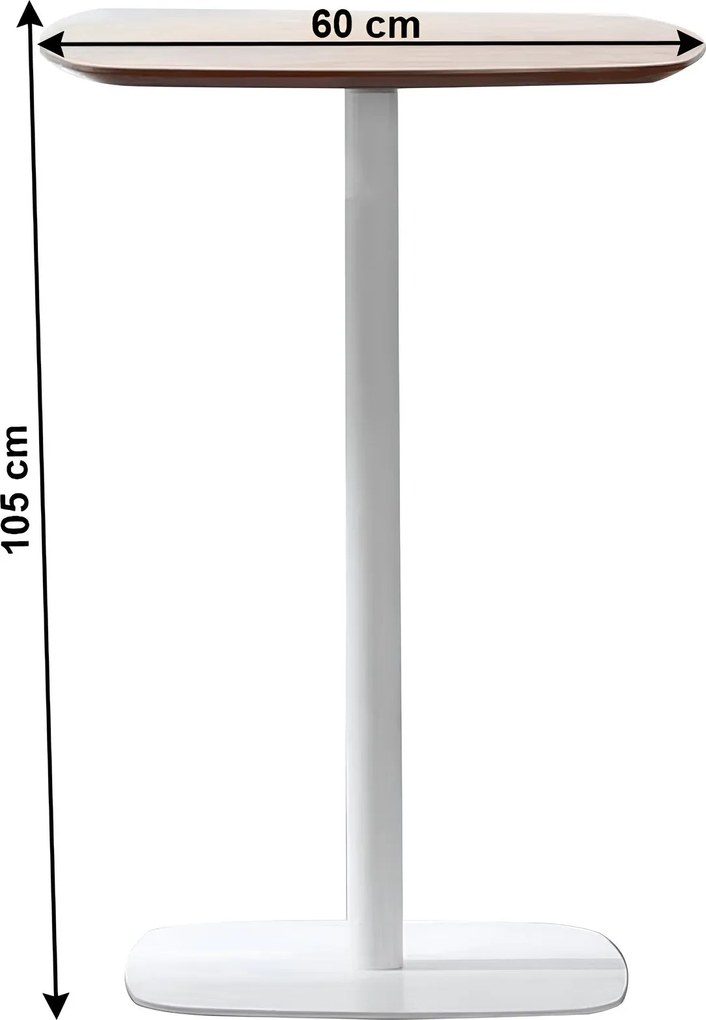 Bárasztal, tölgy/fehér, MDF/fém, átmérő 60 cm, HARLOV