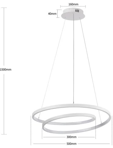 Brilagi-LED Dimmelhető kábelen függesztett csillár TWISTER LED/48W/230V átm. 50 cm fehér + távirányító