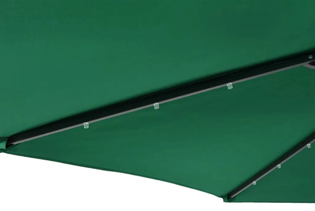 zöld kerti napernyő LED-del és acél rúddal 225 x 225 x 212 cm