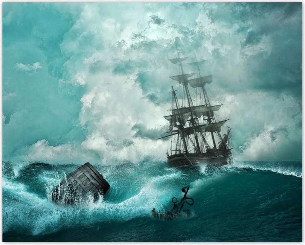 Poszterek 50x40 Vihar Tenger Hajó Tájkép