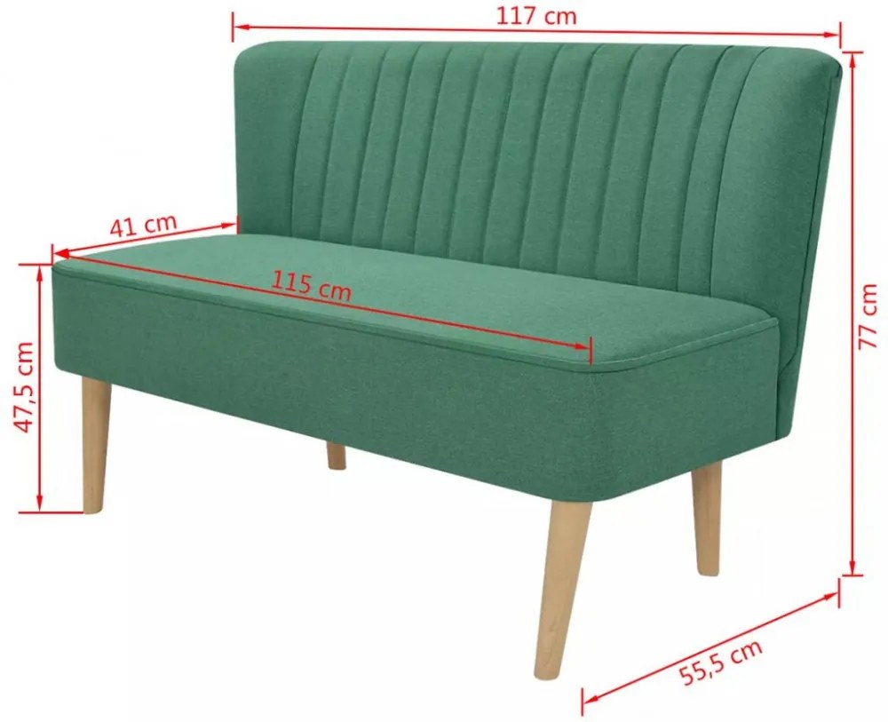 zöld szövetkanapé 117 x 55,5 x 77 cm