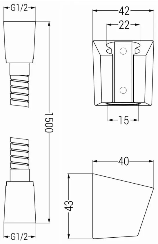 Mexen tartozékok - 1 pontos kézizuhany készlet R-77, fekete, 785776053-70