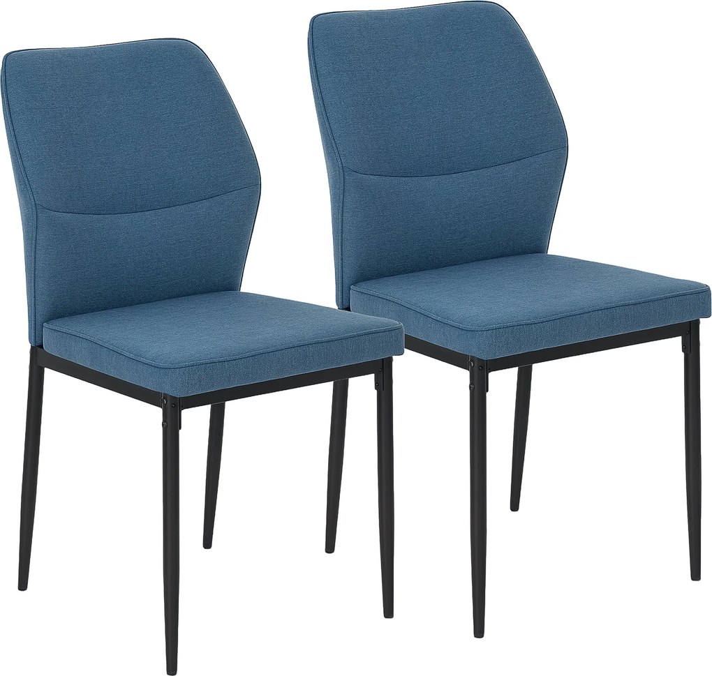 HOMCOM 2 darabos modern étkezőszék készlet párnázott üléssel és kárpitozott ívelt háttámlával, acél lábakkal, nappaliba és hálószobába, kék | Aosom