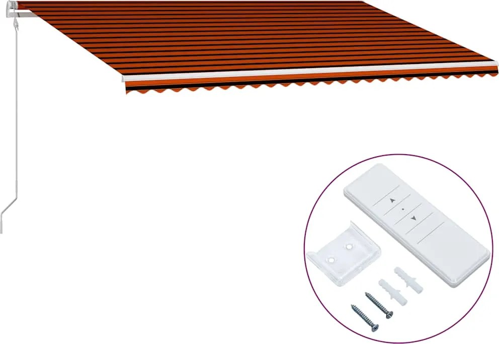 vidaXL narancssárga és barna automata napellenző 600 x 300 cm