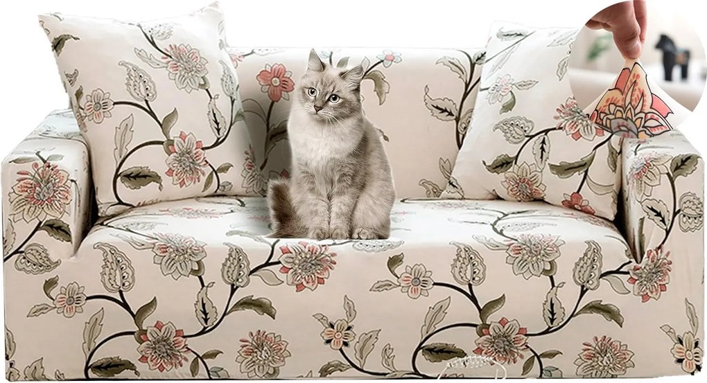 Kanapé Huzat Kanapé Sarok Elasztikus 145-185 CM Virág Motívum