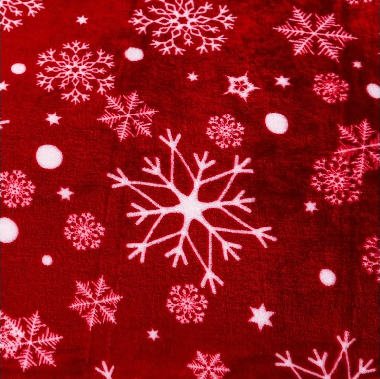 Piros karácsonyi mikroplüss pléd SNOWFALL Méret: 200 x 220 cm