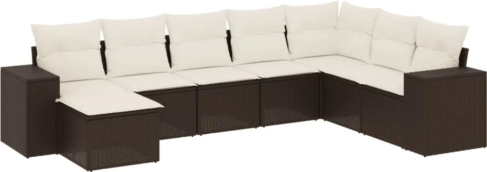 vidaXL 8 részes barna polyrattan kerti ülőgarnitúra párnákkal