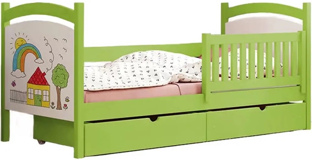 gyerekágy fából z tablica suchoscieralna Amely 80x190 Certyfikat - Limetka - Konec série