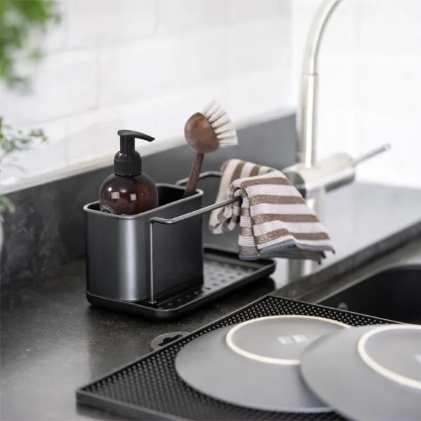 WENKO 55078100 - Konyhai rendszerező BLACK OUTDOOR KITCHEN 21x12 cm rozsdamentes acél/fekete