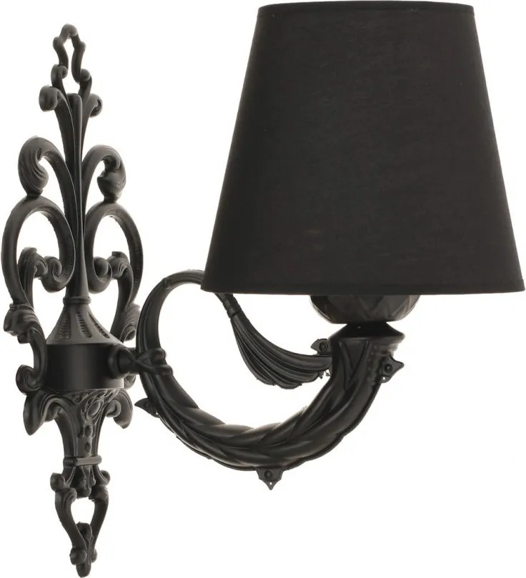 Lily fém fali lámpa, fekete, 24 cm