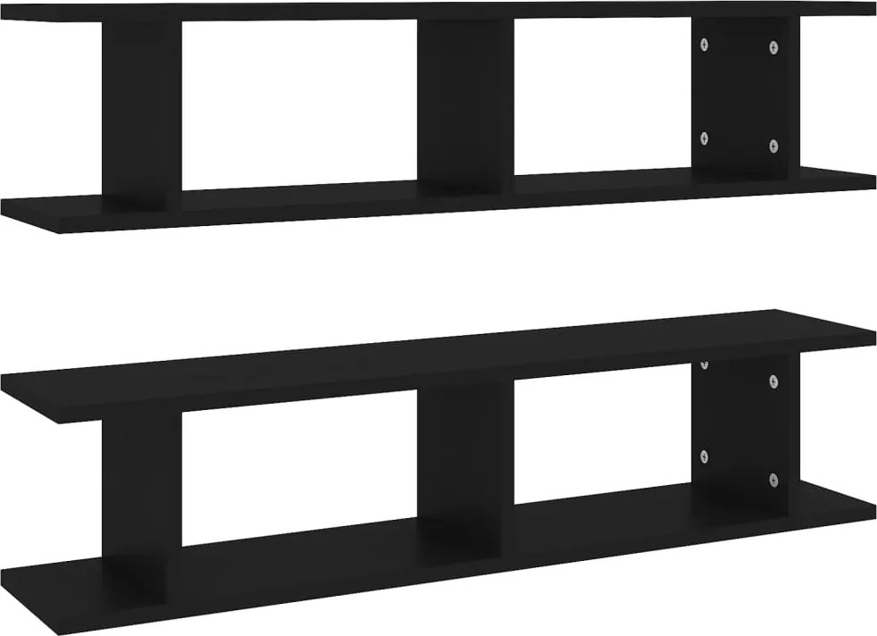vidaXL 2 db fekete forgácslap fali polc 90 x 18 x 20 cm