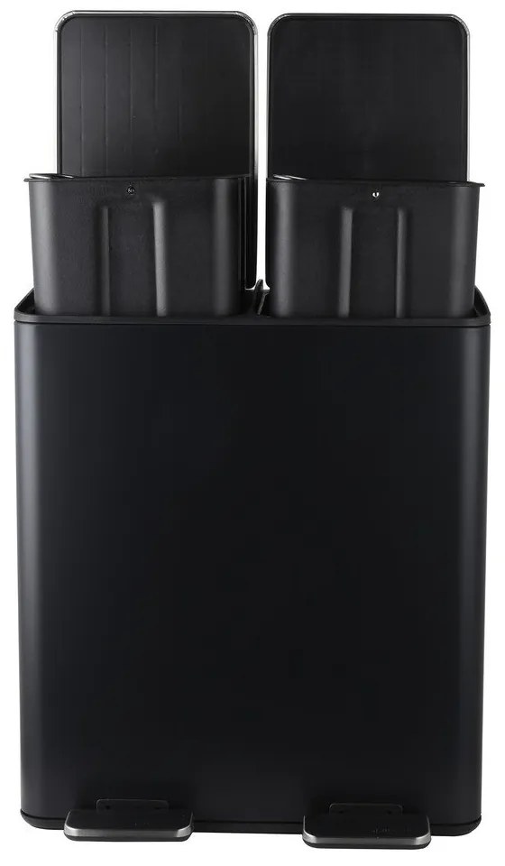 Matt fekete acél szelektív pedálos szemetes 2x20 l Aliya – Spirella