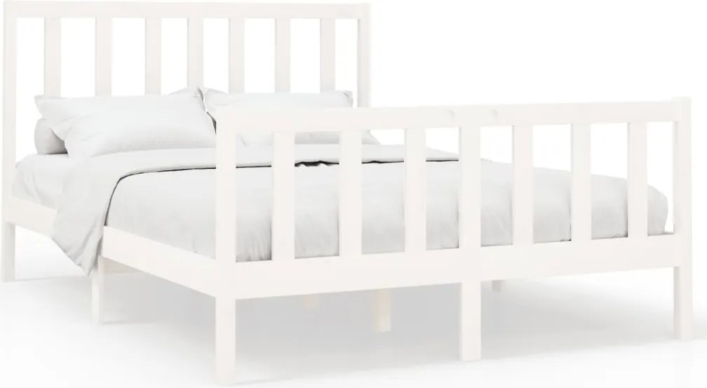 vidaXL fehér tömör fenyőfa ágy matrac nélkül 160 x 200 cm